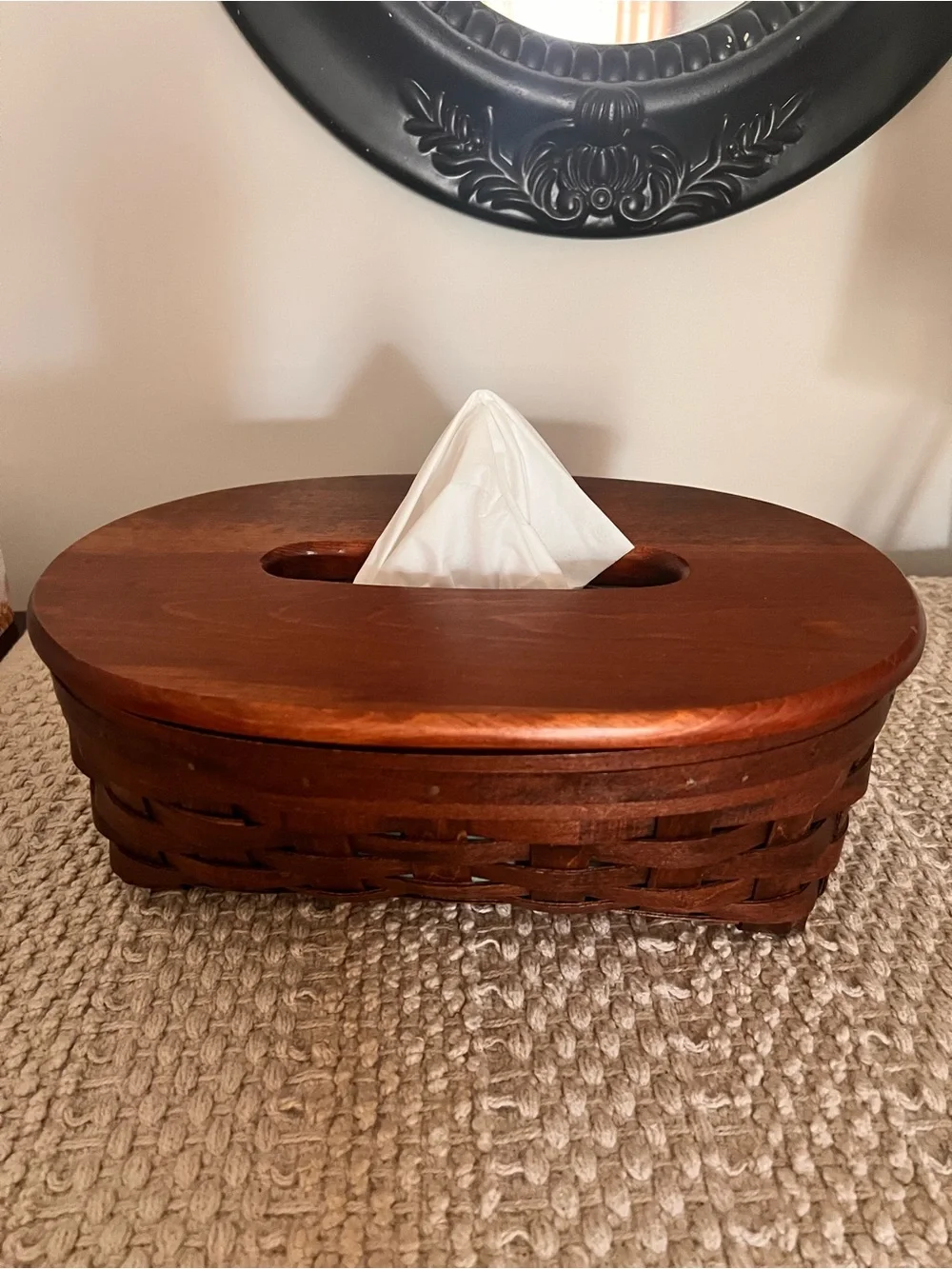 Henn Workshops Brown Wooden Tissue Box Basket